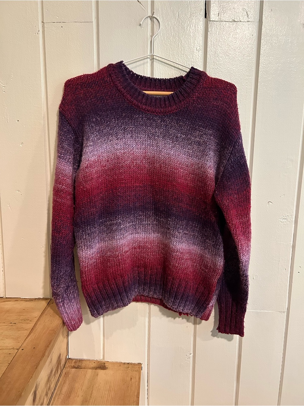 Herizon Wool Blend Pink and Purple Striped Sweater Whimsy Art Teacher